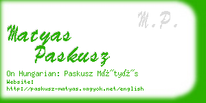 matyas paskusz business card